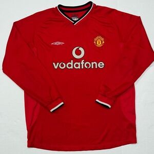 Vintage Umbro 2000 2001 00-01 Manchester United Long Sleeve Jersey Xl Vodafone